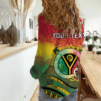 Personalised Vanuatu Women Casual Shirt Yumi 45th Hapi Independens Dei - Reggae Version LT14