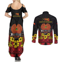 Papua New Guinea Independence Day Couples Matching Summer Maxi Dress and Long Sleeve Button Shirt PNG Bird of Paradise 50th Anniversary LT14 - Polynesian Pride