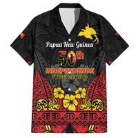 Papua New Guinea Independence Day Family Matching Long Sleeve Bodycon Dress and Hawaiian Shirt PNG Bird of Paradise 50th Anniversary LT14 Dad's Shirt - Short Sleeve Black - Polynesian Pride