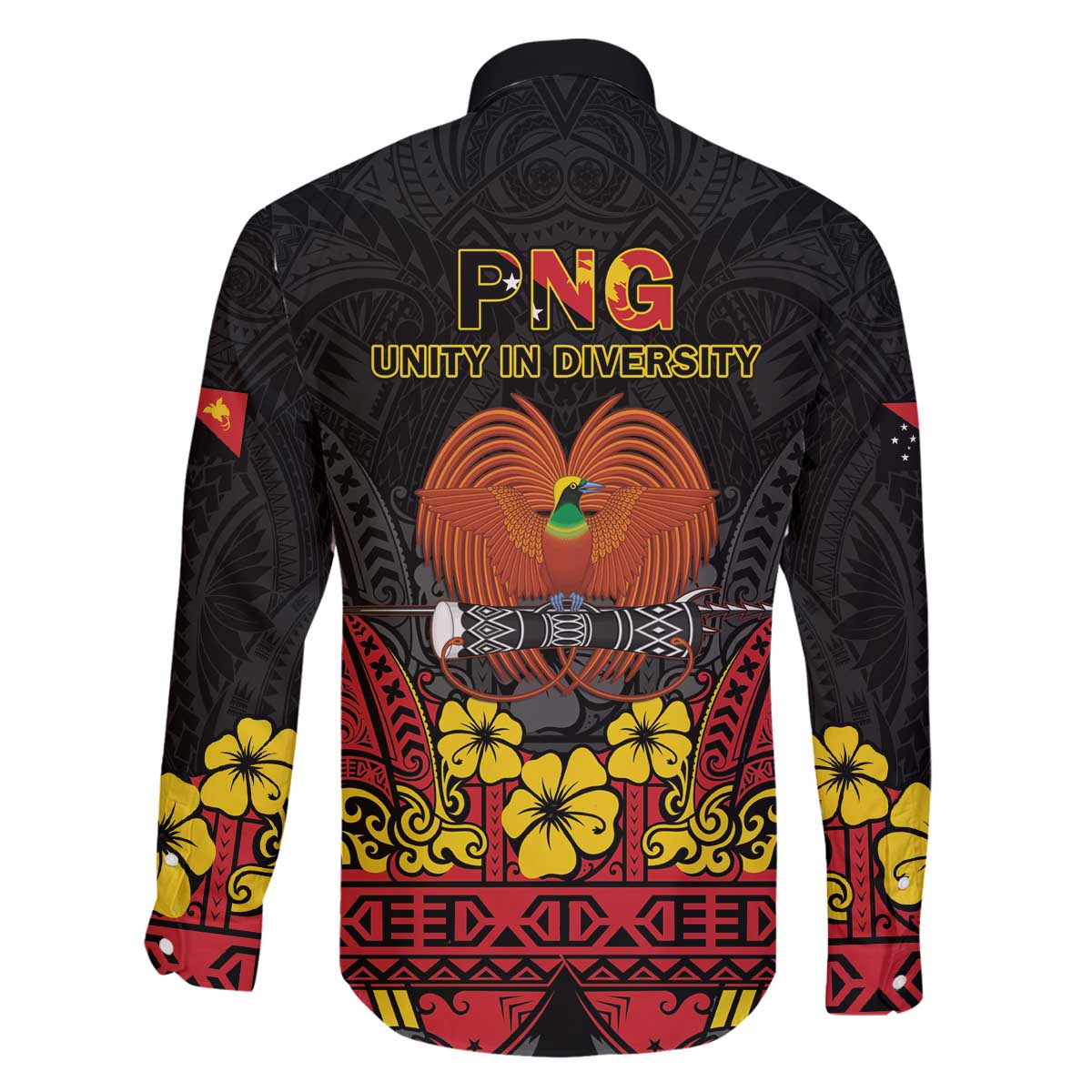 Papua New Guinea Independence Day Family Matching Off The Shoulder Long Sleeve Dress and Hawaiian Shirt PNG Bird of Paradise 50th Anniversary LT14 - Polynesian Pride