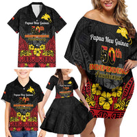 Papua New Guinea Independence Day Family Matching Off Shoulder Short Dress and Hawaiian Shirt PNG Bird of Paradise 50th Anniversary LT14 - Polynesian Pride