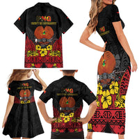 Papua New Guinea Independence Day Family Matching Short Sleeve Bodycon Dress and Hawaiian Shirt PNG Bird of Paradise 50th Anniversary LT14 - Polynesian Pride