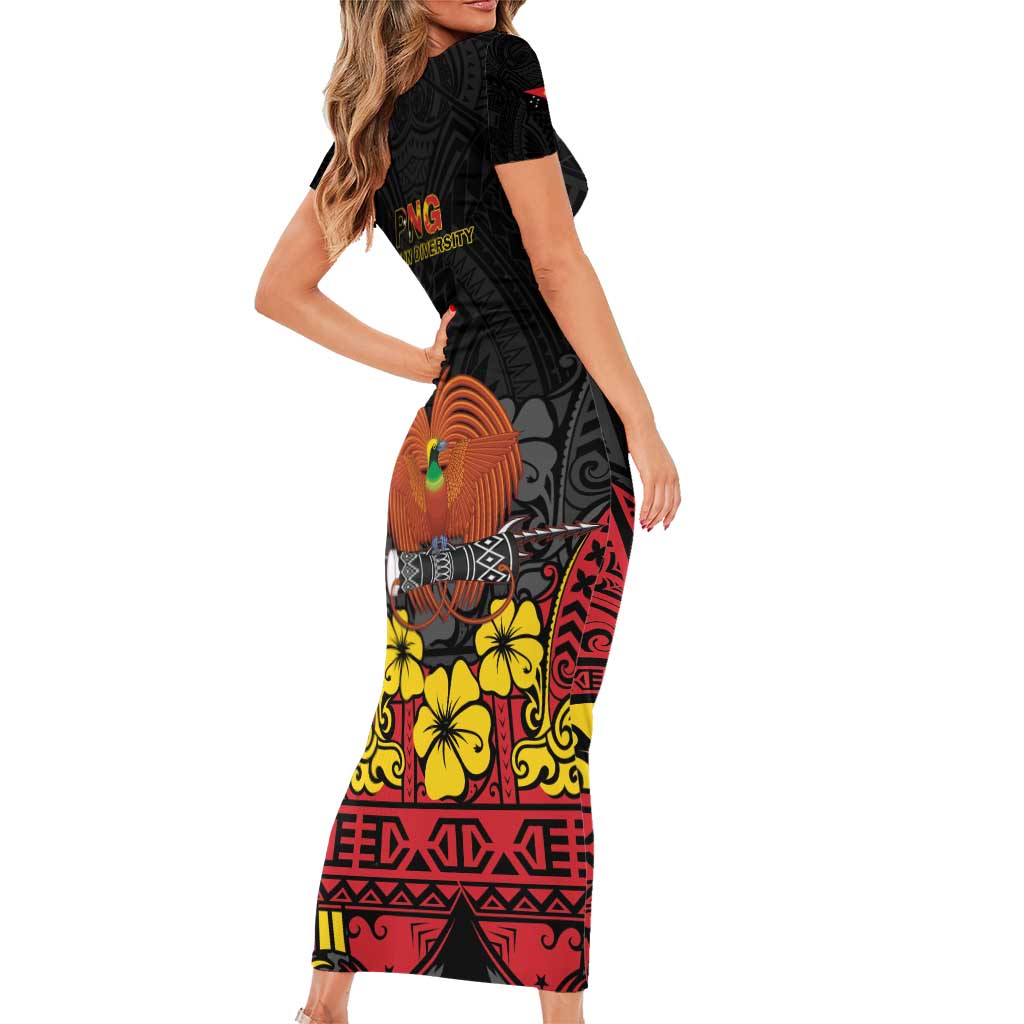 Papua New Guinea Independence Day Family Matching Short Sleeve Bodycon Dress and Hawaiian Shirt PNG Bird of Paradise 50th Anniversary LT14 - Polynesian Pride