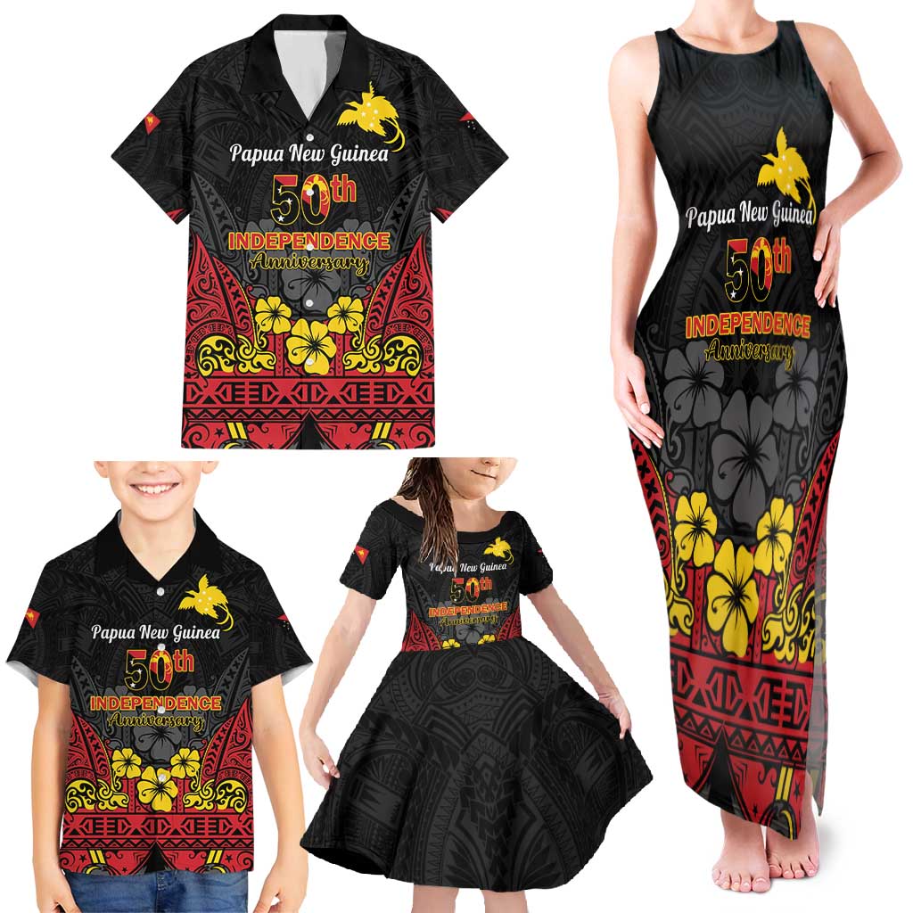 Papua New Guinea Independence Day Family Matching Tank Maxi Dress and Hawaiian Shirt PNG Bird of Paradise 50th Anniversary LT14 - Polynesian Pride