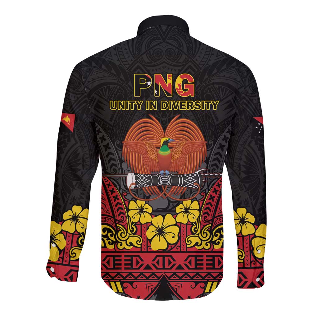 Papua New Guinea Independence Day Long Sleeve Button Shirt PNG Bird of Paradise 50th Anniversary LT14