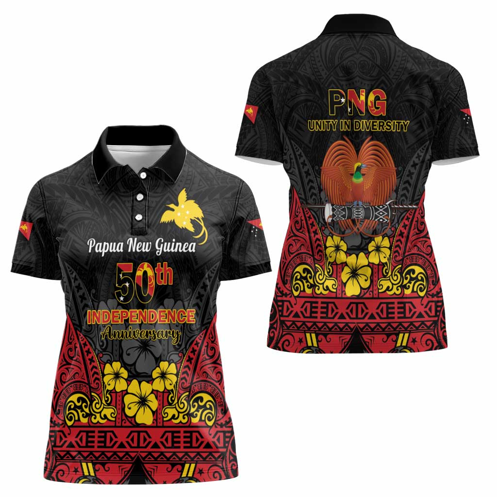 Papua New Guinea Independence Day Women Polo Shirt PNG Bird of Paradise 50th Anniversary LT14