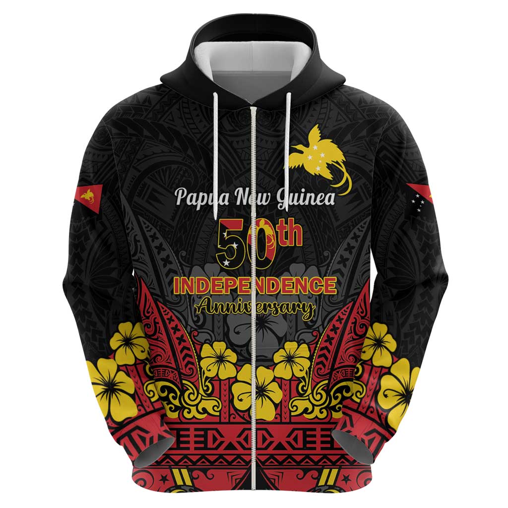 Papua New Guinea Independence Day Zip Hoodie PNG Bird of Paradise 50th Anniversary LT14 - Polynesian Pride
