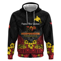 Papua New Guinea Independence Day Zip Hoodie PNG Bird of Paradise 50th Anniversary LT14 Pullover Hoodie Black - Polynesian Pride