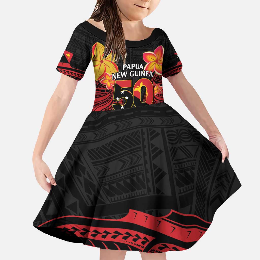 Papua New Guinea Independence Day Family Matching Long Sleeve Bodycon Dress and Hawaiian Shirt PNG Since 1975 LT14 Daughter's Dress Black - Polynesian Pride
