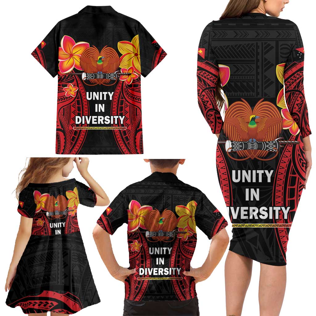 Papua New Guinea Independence Day Family Matching Long Sleeve Bodycon Dress and Hawaiian Shirt PNG Since 1975 LT14 - Polynesian Pride