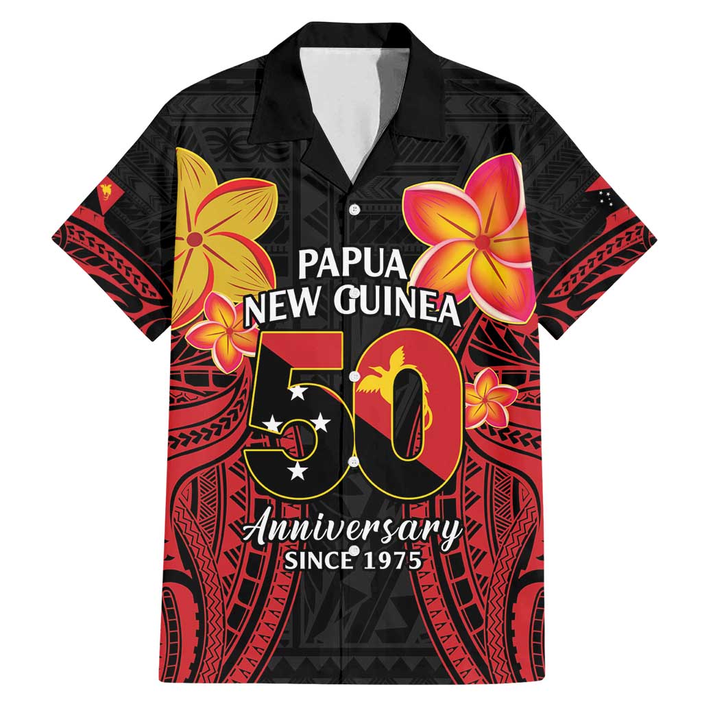 Papua New Guinea Independence Day Family Matching Mermaid Dress and Hawaiian Shirt PNG Since 1975 LT14 Dad's Shirt - Short Sleeve Black - Polynesian Pride