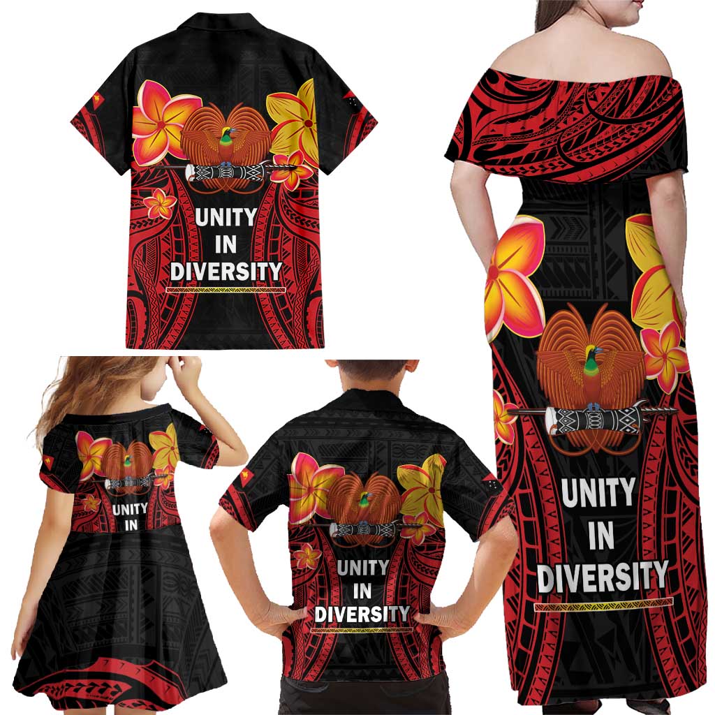 Papua New Guinea Independence Day Family Matching Off Shoulder Maxi Dress and Hawaiian Shirt PNG Since 1975 LT14 - Polynesian Pride