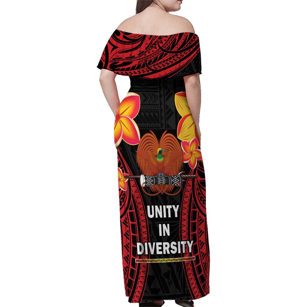 Papua New Guinea Independence Day Family Matching Off Shoulder Maxi Dress and Hawaiian Shirt PNG Since 1975 LT14 - Polynesian Pride