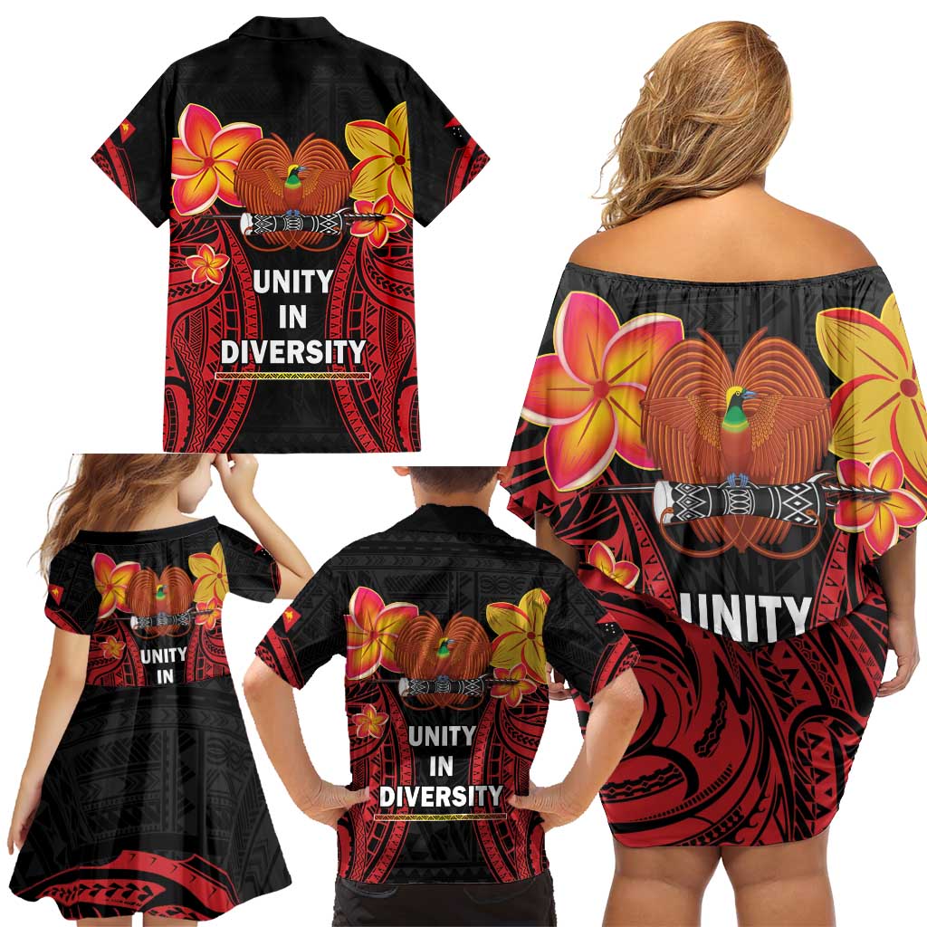 Papua New Guinea Independence Day Family Matching Off Shoulder Short Dress and Hawaiian Shirt PNG Since 1975 LT14 - Polynesian Pride