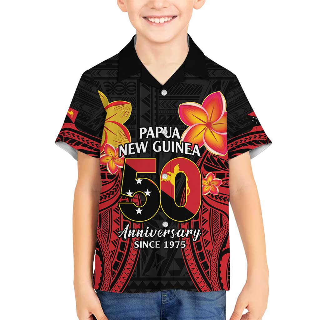 Papua New Guinea Independence Day Family Matching Off Shoulder Short Dress and Hawaiian Shirt PNG Since 1975 LT14 Son's Shirt Black - Polynesian Pride