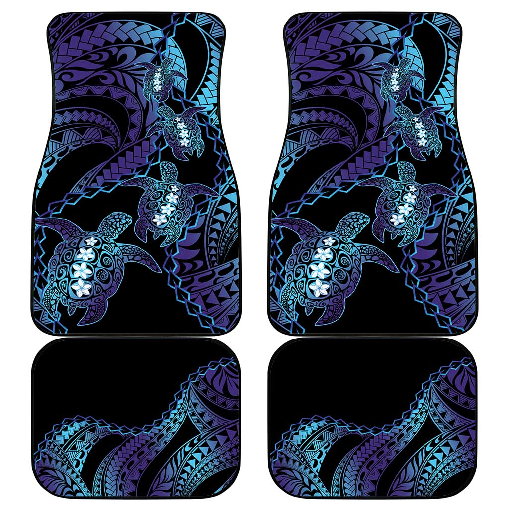 Polynesia Sea Turtle Day Car Mats Tribal Honu Plumeria Polynesian Pattern