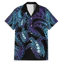 Polynesia Sea Turtle Day Family Matching Mermaid Dress and Hawaiian Shirt Tribal Honu Plumeria Polynesian Pattern LT14 Dad's Shirt - Short Sleeve Purple - Polynesian Pride