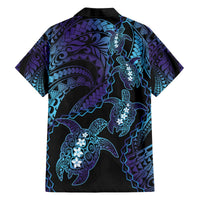 Polynesia Sea Turtle Day Family Matching Off The Shoulder Long Sleeve Dress and Hawaiian Shirt Tribal Honu Plumeria Polynesian Pattern LT14 - Polynesian Pride