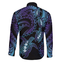Polynesia Sea Turtle Day Family Matching Off The Shoulder Long Sleeve Dress and Hawaiian Shirt Tribal Honu Plumeria Polynesian Pattern LT14 - Polynesian Pride