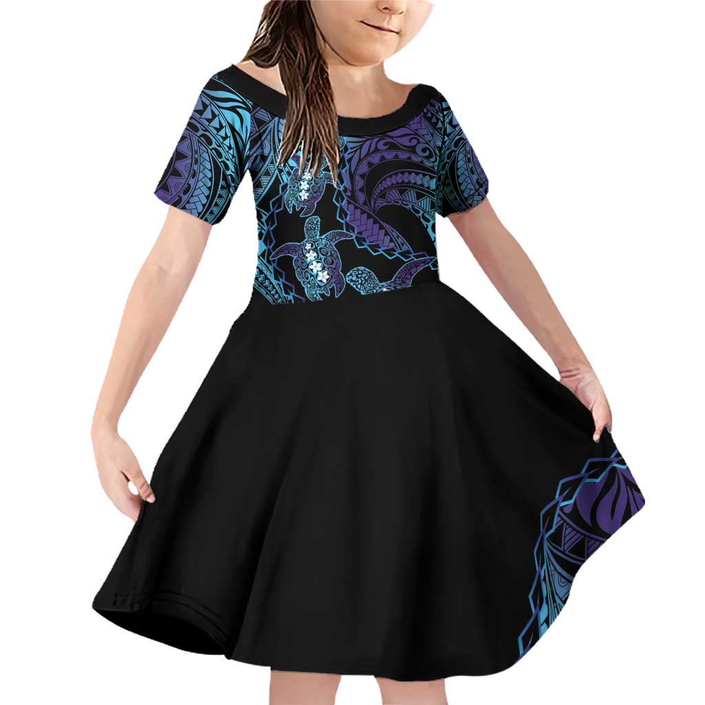 Polynesia Sea Turtle Day Family Matching Off Shoulder Short Dress and Hawaiian Shirt Tribal Honu Plumeria Polynesian Pattern