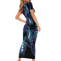 Polynesia Sea Turtle Day Family Matching Short Sleeve Bodycon Dress and Hawaiian Shirt Tribal Honu Plumeria Polynesian Pattern LT14 - Polynesian Pride