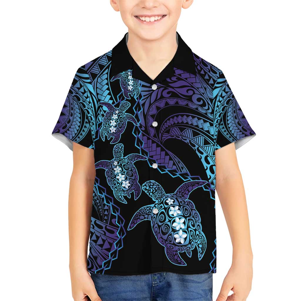 Polynesia Sea Turtle Day Family Matching Summer Maxi Dress and Hawaiian Shirt Tribal Honu Plumeria Polynesian Pattern
