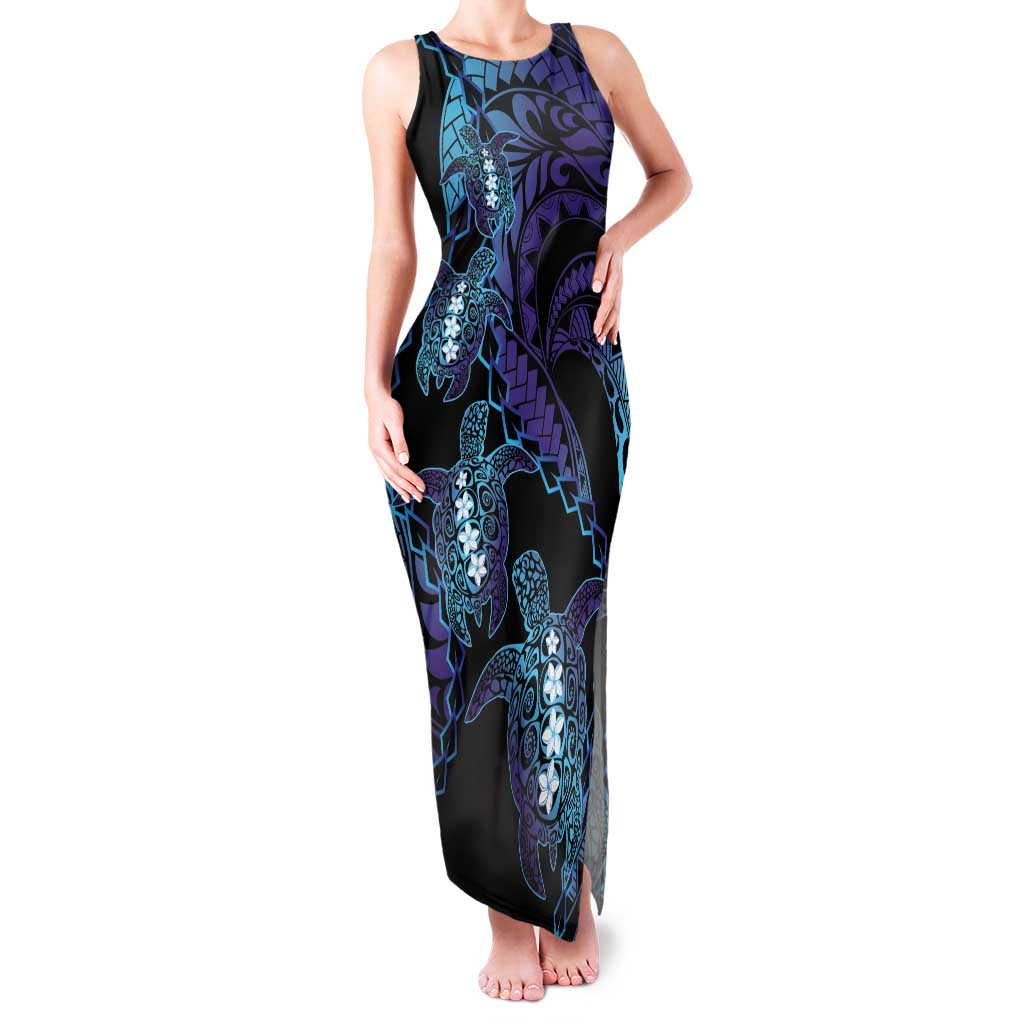 Polynesia Sea Turtle Day Family Matching Tank Maxi Dress and Hawaiian Shirt Tribal Honu Plumeria Polynesian Pattern
