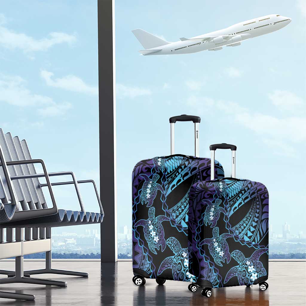 Polynesia Sea Turtle Day Luggage Cover Tribal Honu Plumeria Polynesian Pattern