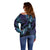 Polynesia Sea Turtle Day Off Shoulder Sweater Tribal Honu Plumeria Polynesian Pattern