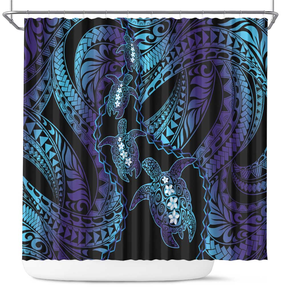 Polynesia Sea Turtle Day Shower Curtain Tribal Honu Plumeria Polynesian Pattern LT14 Purple - Polynesian Pride