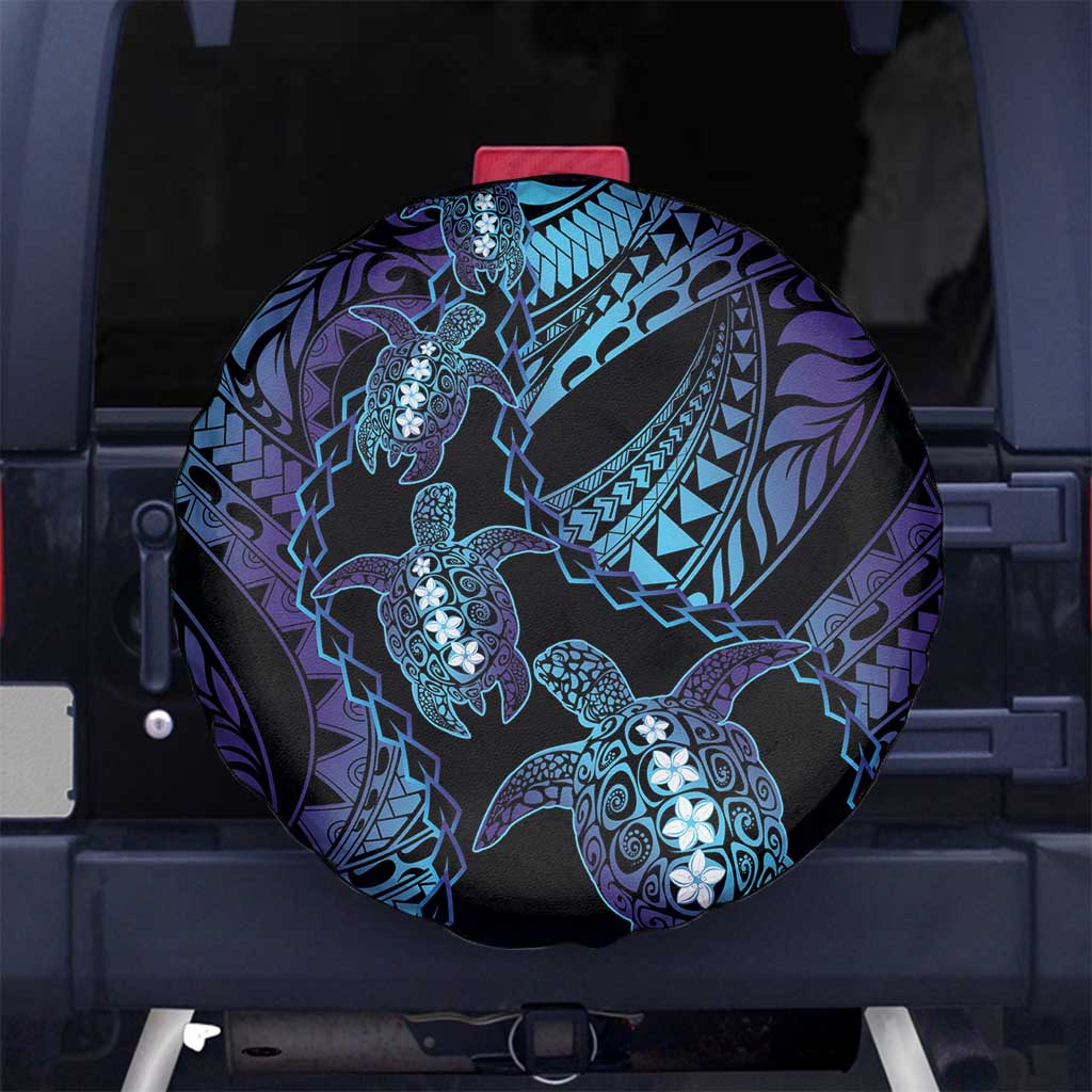 Polynesia Sea Turtle Day Spare Tire Cover Tribal Honu Plumeria Polynesian Pattern