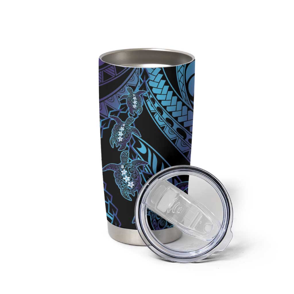 Polynesia Sea Turtle Day Tumbler Cup Tribal Honu Plumeria Polynesian Pattern
