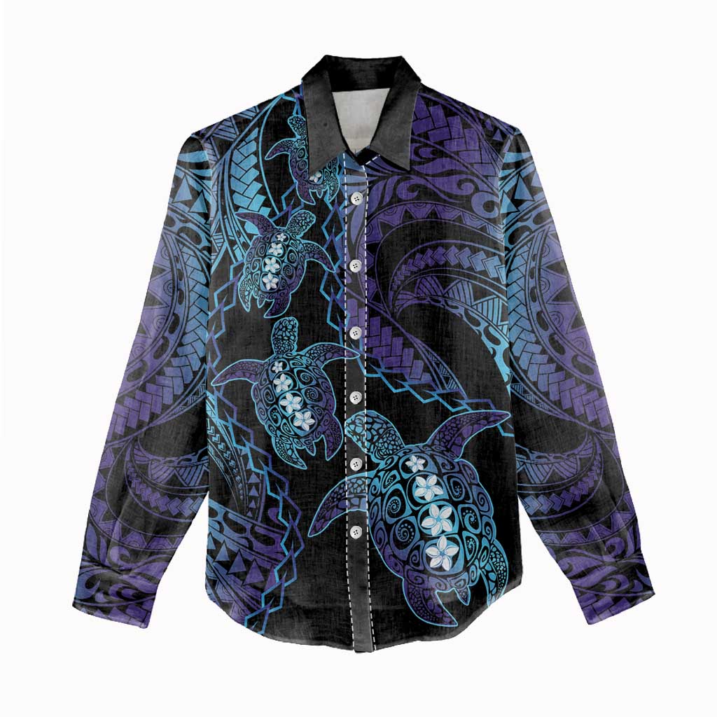 Polynesia Sea Turtle Day Women Casual Shirt Tribal Honu Plumeria Polynesian Pattern LT14 - Polynesian Pride