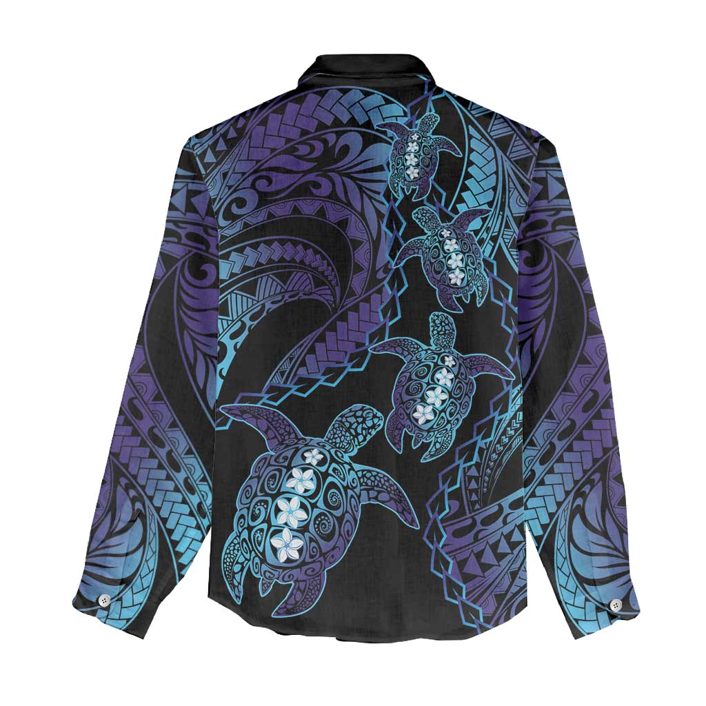 Polynesia Sea Turtle Day Women Casual Shirt Tribal Honu Plumeria Polynesian Pattern LT14 - Polynesian Pride