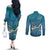 World Sea Turtle Day Polynesia Couples Matching Off The Shoulder Long Sleeve Dress and Long Sleeve Button Shirt Go With The Flow
