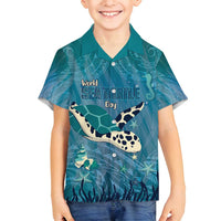 World Sea Turtle Day Polynesia Family Matching Off Shoulder Maxi Dress and Hawaiian Shirt Go With The Flow
