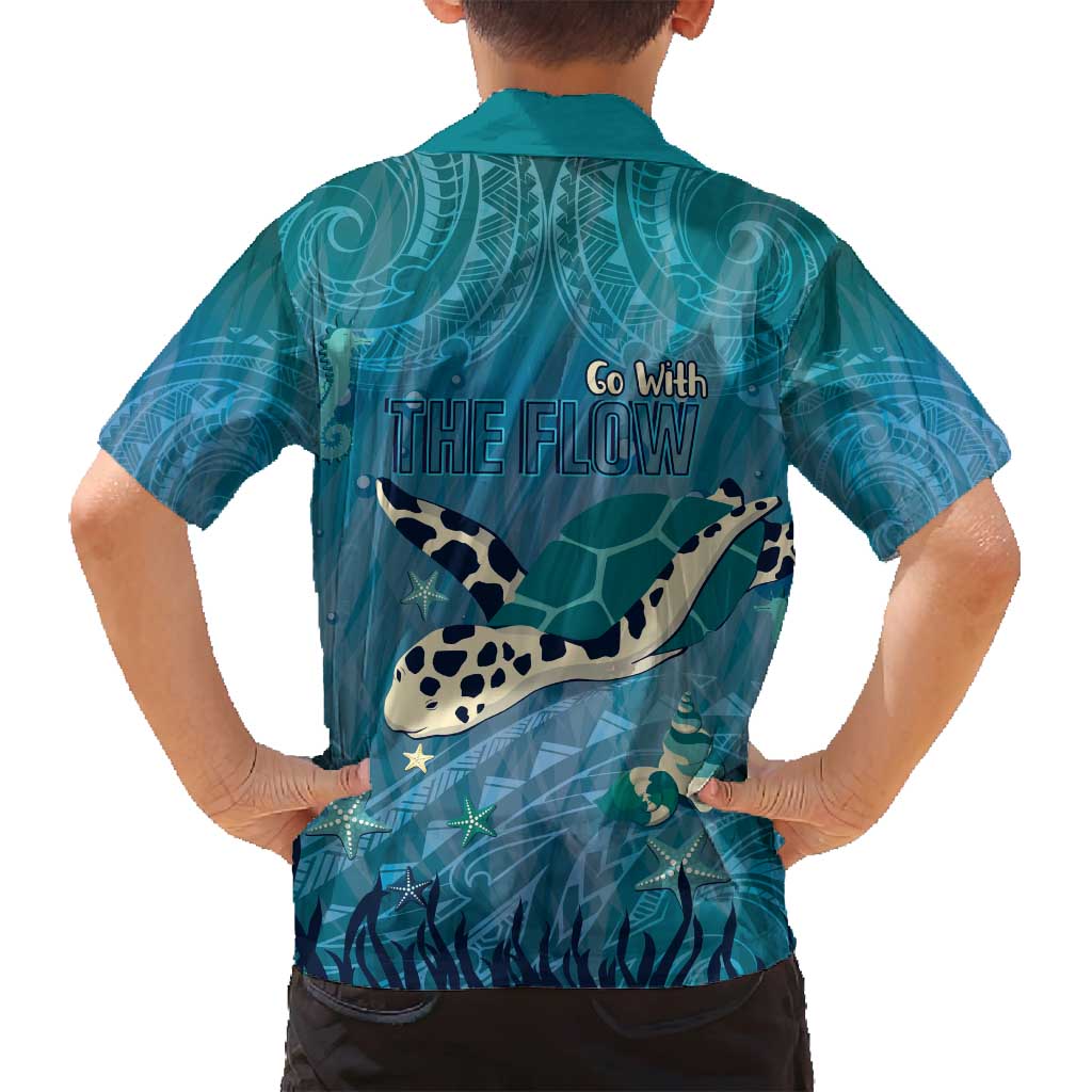 World Sea Turtle Day Polynesia Family Matching Off Shoulder Short Dress and Hawaiian Shirt Go With The Flow