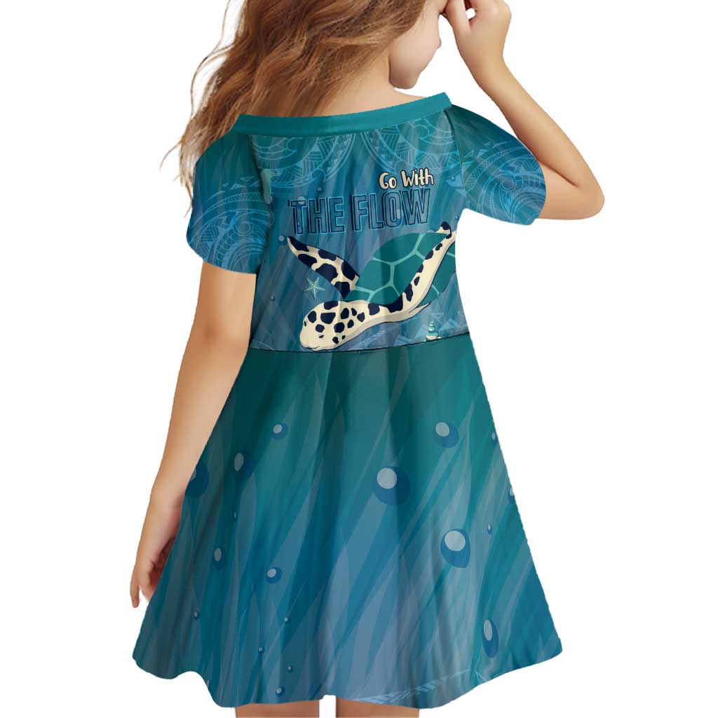 World Sea Turtle Day Polynesia Family Matching Off Shoulder Short Dress and Hawaiian Shirt Go With The Flow