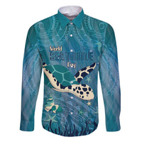 World Sea Turtle Day Polynesia Family Matching Short Sleeve Bodycon Dress and Hawaiian Shirt Go With The Flow