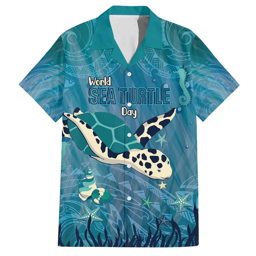 World Sea Turtle Day Polynesia Family Matching Summer Maxi Dress and Hawaiian Shirt Go With The Flow