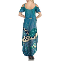 World Sea Turtle Day Polynesia Family Matching Summer Maxi Dress and Hawaiian Shirt Go With The Flow