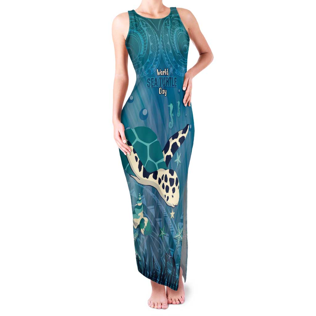 World Sea Turtle Day Polynesia Family Matching Tank Maxi Dress and Hawaiian Shirt Go With The Flow