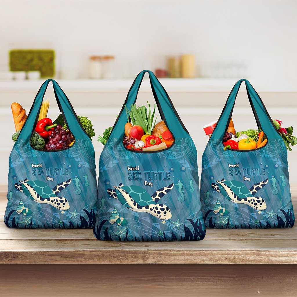 World Sea Turtle Day Polynesia Grocery Bag Go With The Flow