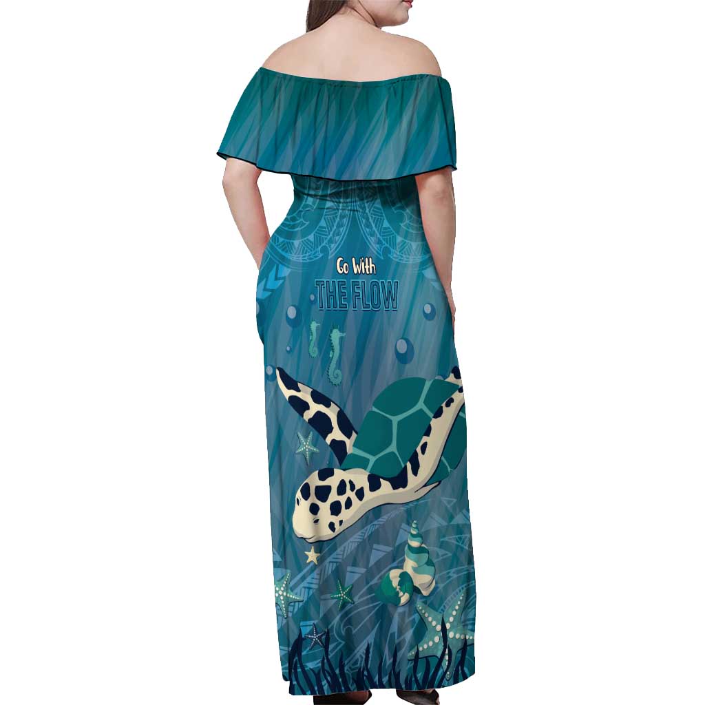 World Sea Turtle Day Polynesia Off Shoulder Maxi Dress Go With The Flow