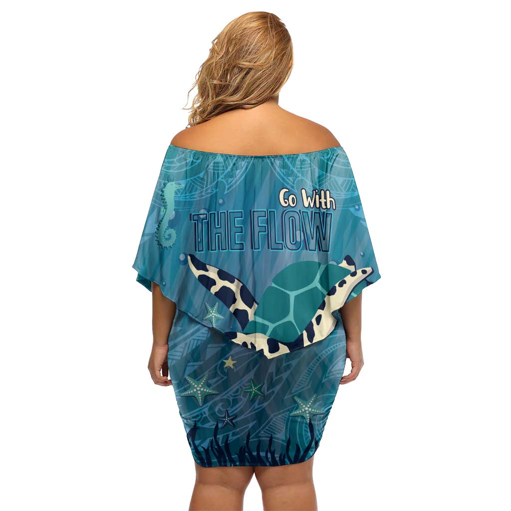 World Sea Turtle Day Polynesia Off Shoulder Short Dress Go With The Flow