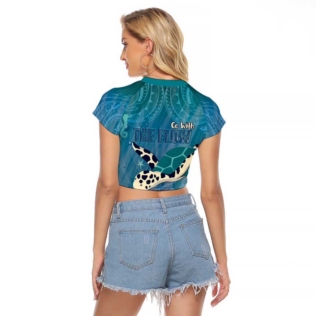 World Sea Turtle Day Polynesia Raglan Cropped T Shirt Go With The Flow
