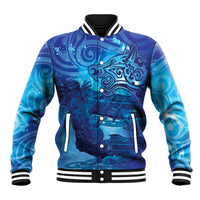 Kuri New Zealand Matariki Baseball Jacket Aotearoa Dog Waka Maori New Year Galaxy Vibes LT14 Unisex Blue - Polynesian Pride