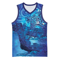 Kuri New Zealand Matariki Basketball Jersey Aotearoa Dog Waka Maori New Year Galaxy Vibes LT14 Unisex Blue - Polynesian Pride