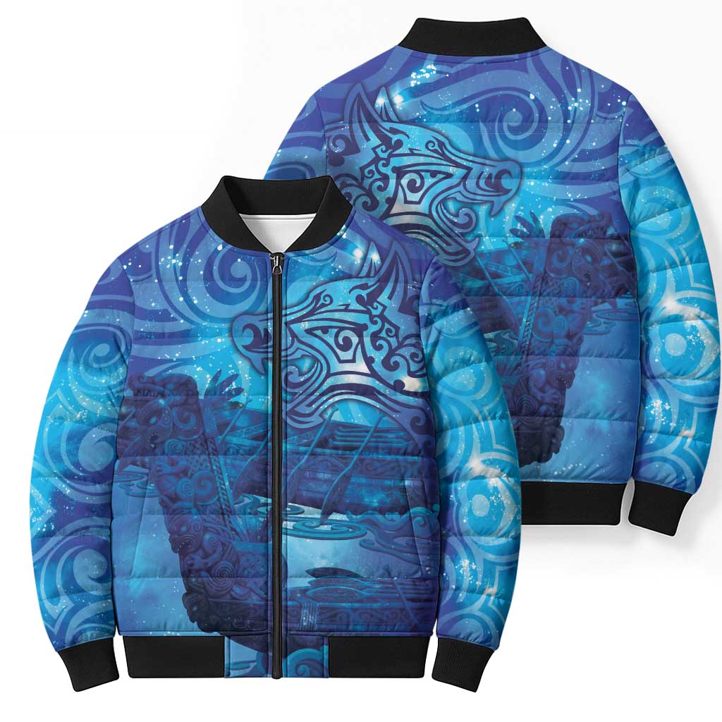 Kuri New Zealand Matariki Bomber Puffer Jacket Aotearoa Dog Waka Maori New Year Galaxy Vibes