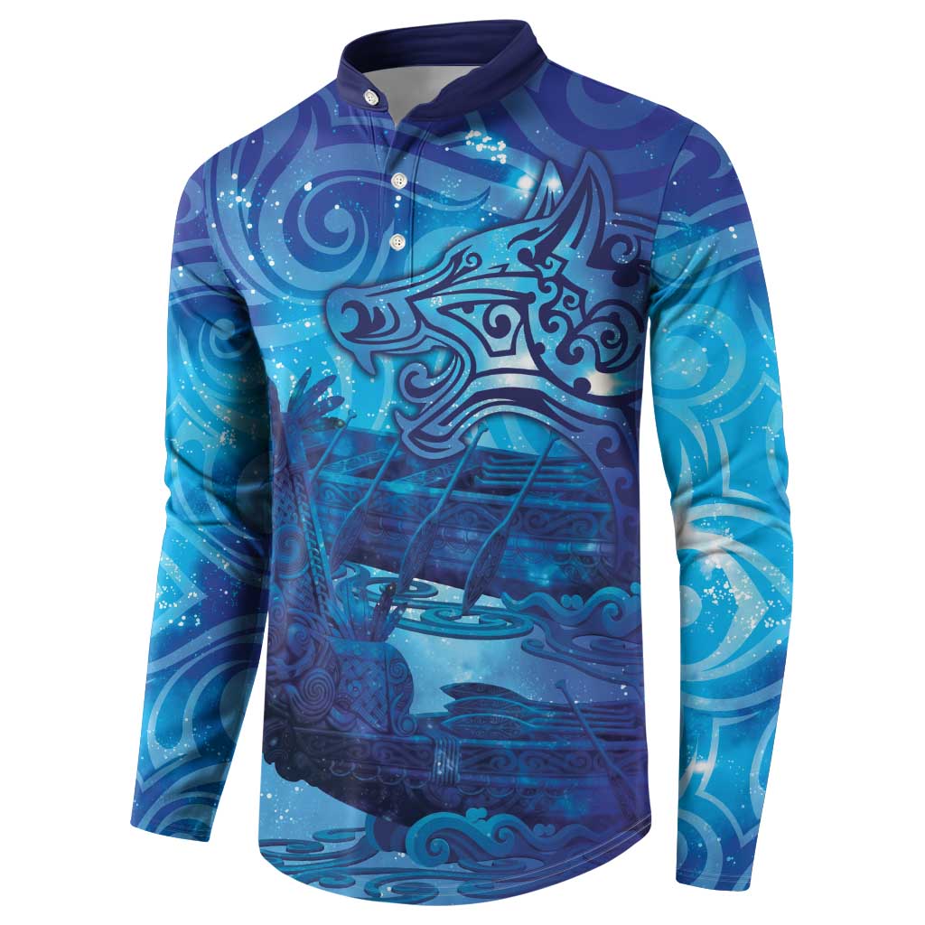 Kuri New Zealand Matariki Button Sweatshirt Aotearoa Dog Waka Maori New Year Galaxy Vibes LT14 - Polynesian Pride
